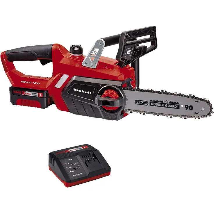 Einhell Akku-Kettensäge GE-LC 18 Li Kit Power X-Change - Li-Ion, 18V, 25 cm Schwertlänge, Rückschlagschutz, Kettenfangbolzen, inkl. 3,0 Ah-Akku und Schnellladegerät