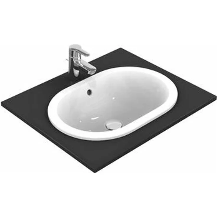 Ideal Standard Connect Einbauwaschtisch oval B:55xT:38cm ohne Hahnloch mit Überlauf weiß E504701