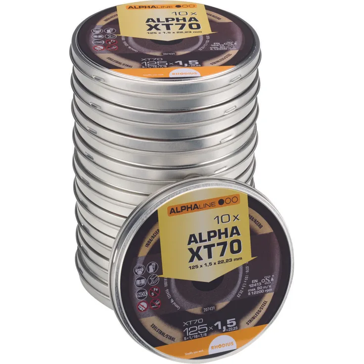 RHODIUS ALPHAline Extradünne Trennscheibe XT70 BOX 125 x 1,5 x 22,23 mm