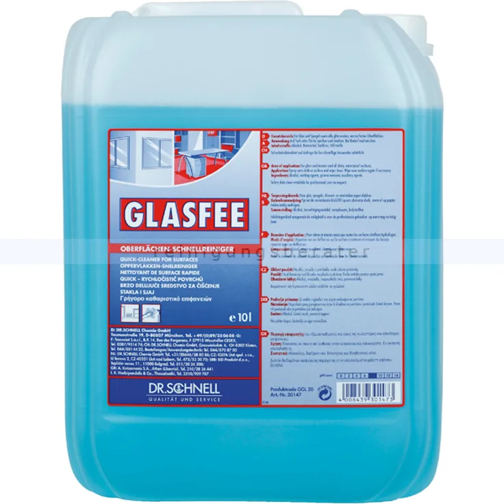Dr. Schnell Glasfee 10 L Glasreiniger Glasreiniger, geeignet für alle abwaschbaren Oberflächen