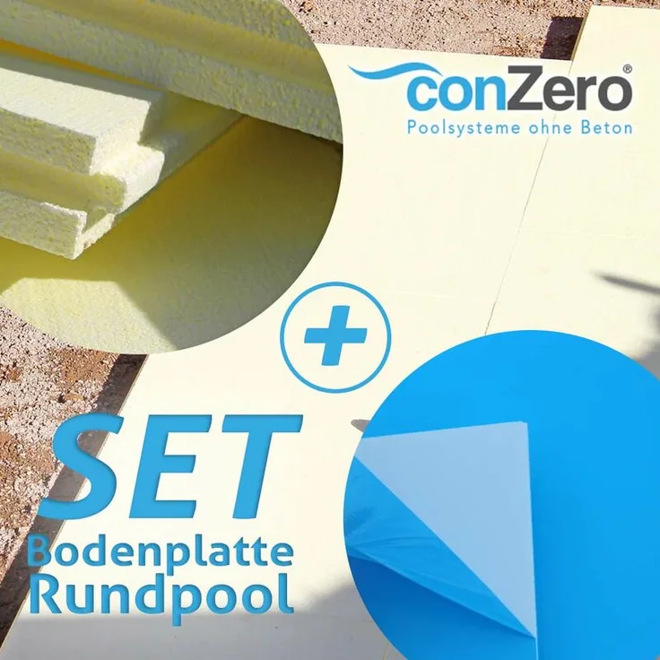 SET> Bodenplatte Rundpool kplt. Hartschaum- u. Vinyl Platte für Ø 5,00m - Conzero