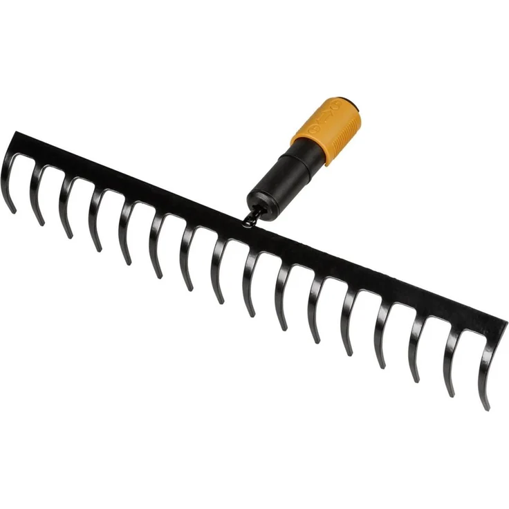 Fiskars Rechen mit 16 Zinken, Werkzeugkopf, Breite: 40 cm, Gehärtete Stahlzinken, Schwarz-Orange, QuikFit, 1000654