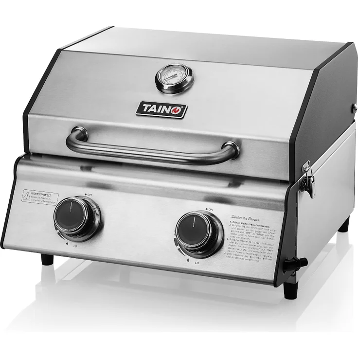 TAINO COMPACT 2.0 S Tischgrill 2 Brenner Gasgrill Edelstahl Kompakt Camping BBQ – Bild 1