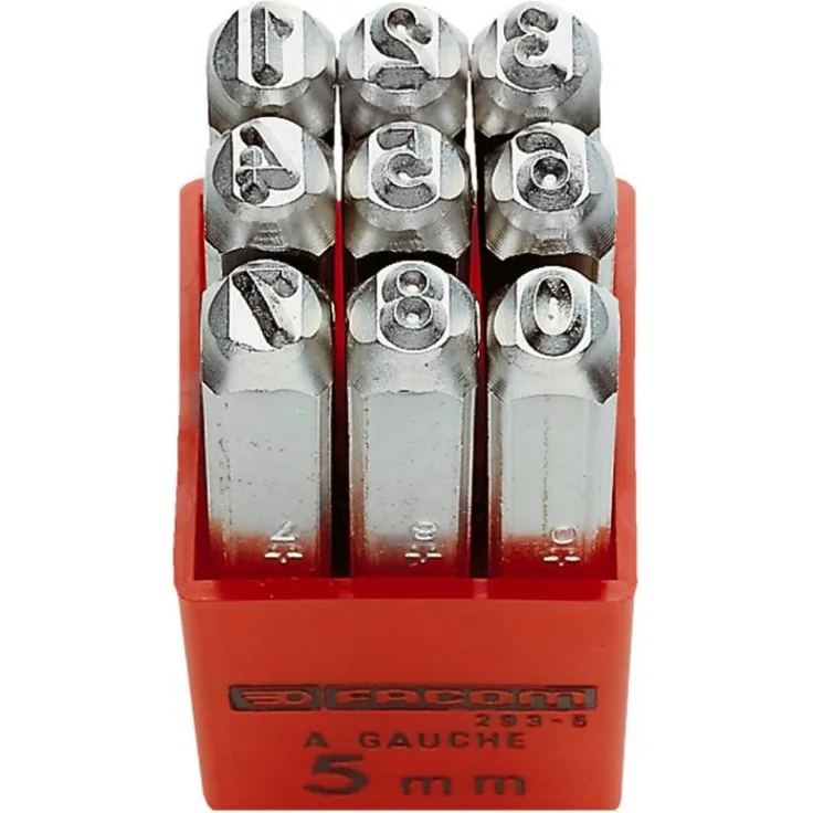 FACOM Saetze mit 9 Schlagziffern im Kunststoffkastenzeichenhöhe 5 mm, 1 Stück, 293A.5