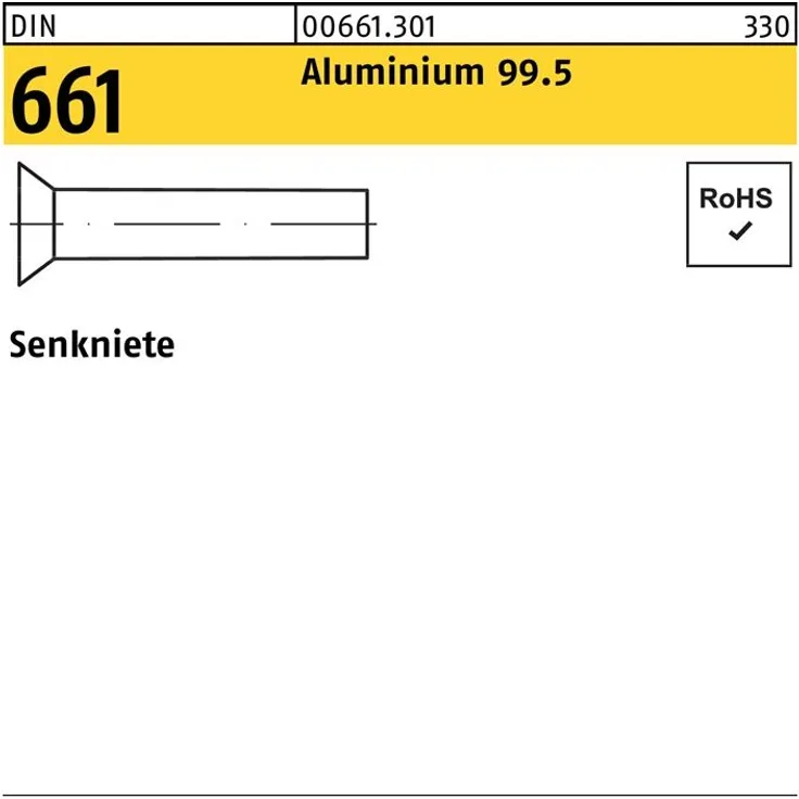 Reyher Senkniete DIN 661-ISO 1051 5 x 30 Aluminium 99.5