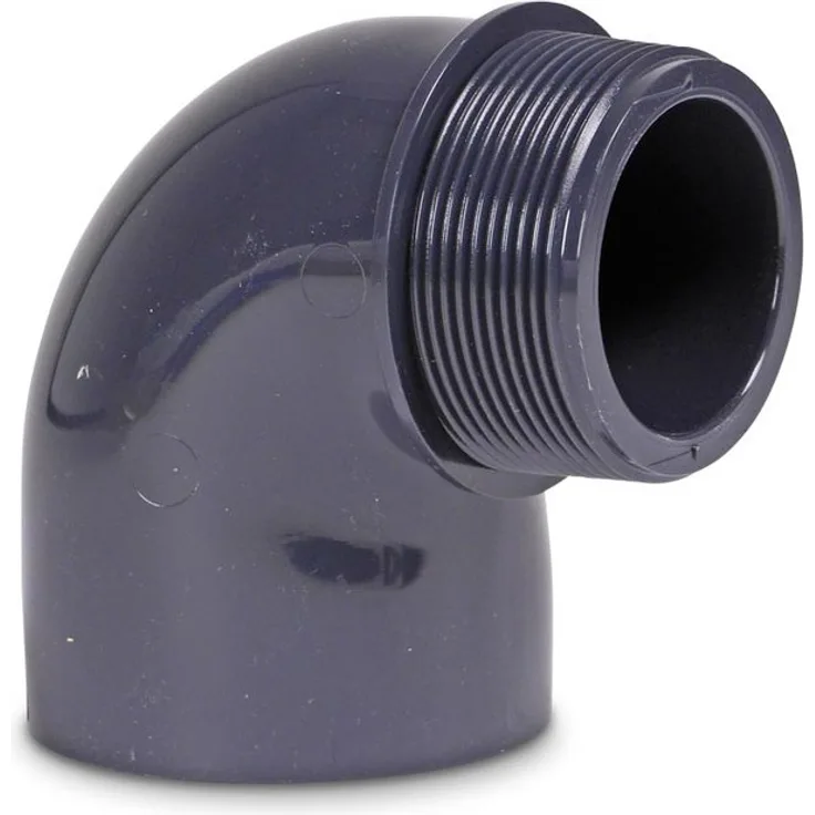 mega PVC Winkel 90° 50 mm x 2 Klebemuffe x Außengewinde