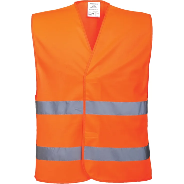 Portwest c474orrs-M Weste hohe Sichtbarkeit mit zwei Bänder, Orange, SM