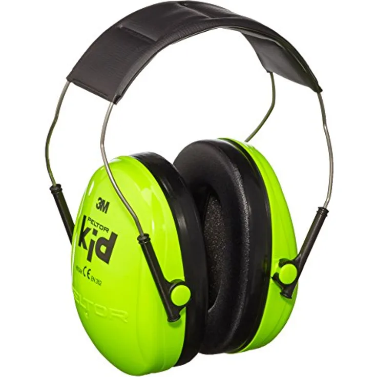 3M Peltor Kid Kapselgehörschützer neongrün - Kinder Gehörschutz mit verstellbarem Kopfbügel für Lärm bis 98dB - SNR 27 Hörschutz mit hohem Tragekomfort und geringem Gewicht