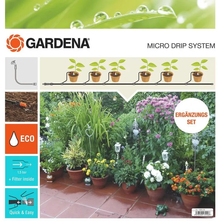 GARDENA Erweiterungsset Pflanztröge: Das Balkon-Bewässerungssystem erweitert Ihre Micro-Drip-Start Sets Pflanztöpfe M um 4 Pflanztröge (13006-20)