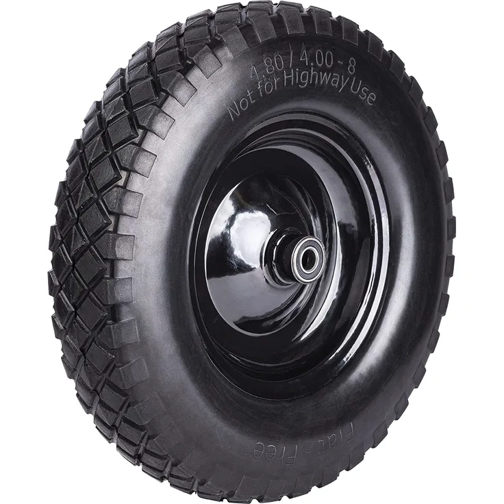 ONVAYA Schubkarrenrad Vollgummi, Ersatzrad für Schubkarre, Sackkarre oder Bollerwagen, Gummirad mit Achse Kugellager, Schubkarrenreifen pannensicher, Größe: 4.80 4.00-8
