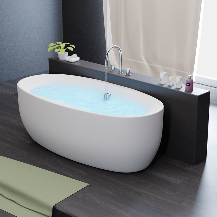 Tronitechnik Freistehende Badewanne Acrylwanne Standbadewanne aus Sanitäracryl Dokos