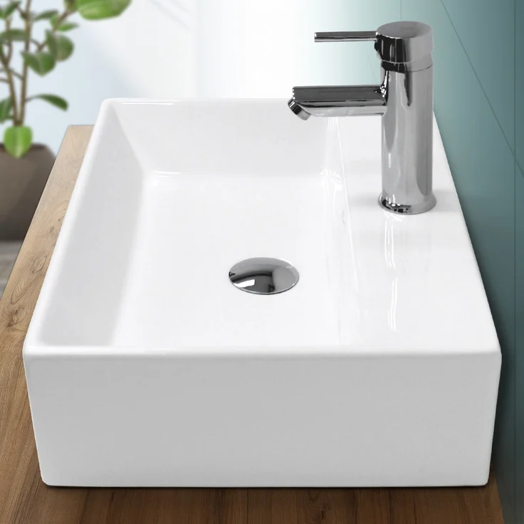 ECD Germany Waschbecken 510 x 360 x 130 mm Keramik Weiß – Bild 1