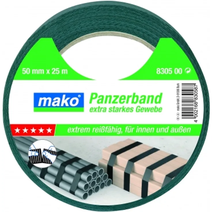 Mako PRREMIUM Panzerband Panzertabe 50mm x 25m Nr. 830500 Gewebeklebeband Panzer