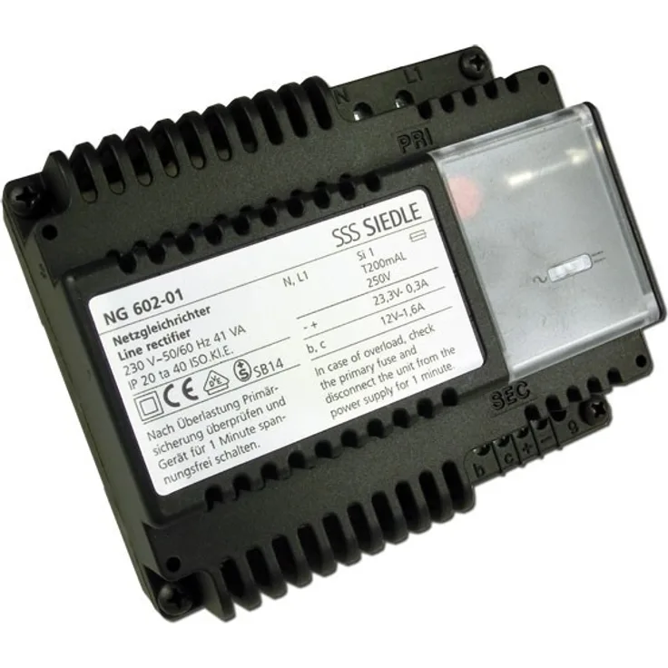 Siedle 2543973 Netzgleichrichter 230 V-50-60 Hz, 12 V AC Ng 602-01 De