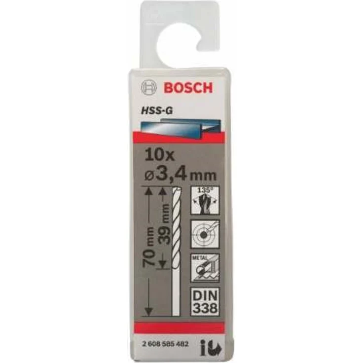 Bosch Professional Metallbohrer HSS-G geschliffen (10 Stück, Ø 3,4 mm) – Bild 2