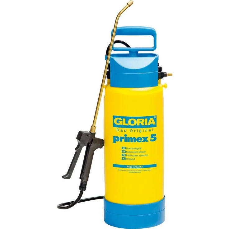 GLORIA Drucksprüher Primex 5 Unkrautspritze,5L, inkl. 0,5m Messing-Verlängerungsrohr, Fußring u. Kompressoranschluss – Bild 1