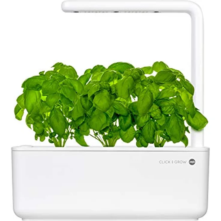 Emsa M5261700 Click & Grow Smart Garden 3 Indoor-Garten, passend für 3 Kräuterkapseln, weiß inklusive 3 Basilikumkapseln