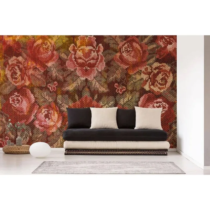K&l Wall Art - Große Vliestapete XXL Tapete 4 x 2,7m Fototapete Rosen Nostalgie Vintage Blumen