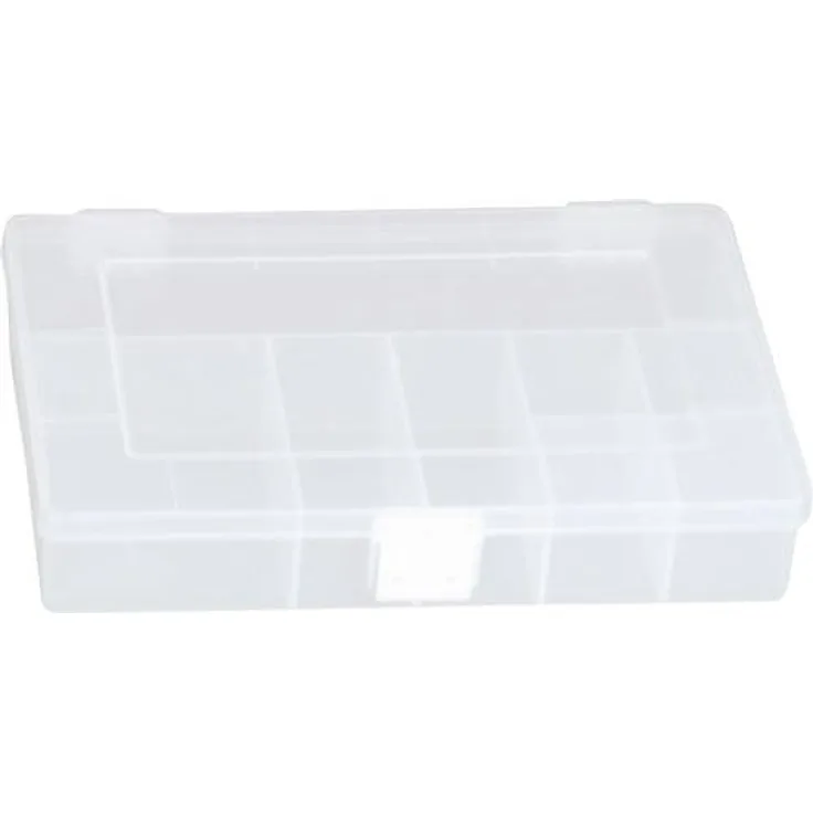 hünersdorff Sortimentskasten: stabile Sortierbox (PP) mit fester Fachaufteilung (8 Fächer), Sortierkasten-Maße: T170 x B250 x H46 mm, Made in Germany