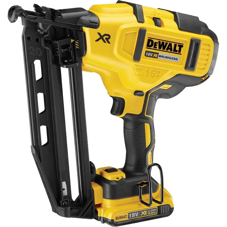 DeWalt Akku-Stiftnagler-Nagler (18 V, Nagellänge 32-63 mm, Magazinkapazität 110 Nägel, Kontaktauslösung, bürstenlos, inkl. 2x Akkus, Ladegerät und Koffer) DCN660D2