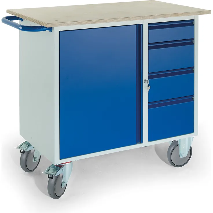 Rollcart Montagewagen mit 4 Schubladen und Stahlschrank