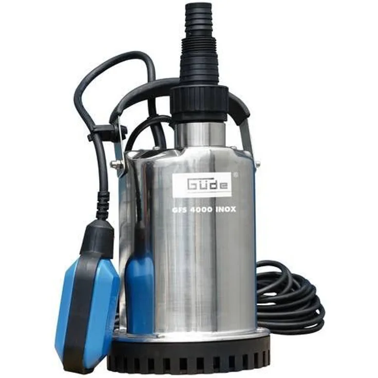 Güde 94606 GFS 4000 INOX Flachsaugerpumpe Tauchpumpe (400W, 700 l-h Fördervolumen, IG 1 Anschlussgewinde) Tauchmotorpumpe