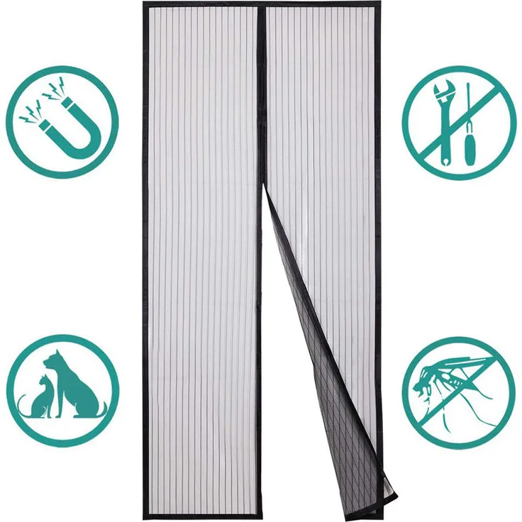 Insektenschutz Vorhang aus Polyester Türen Magnet Fliegengitter, 220 x 130 cm