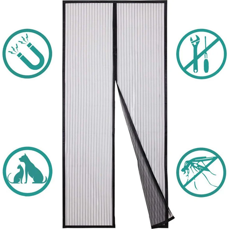 Insektenschutz Vorhang aus Polyester Türen Magnet Fliegengitter, 220 x 130 cm – Bild 1