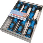 Kirschen 1118000 Stechbeitel - Stemmeisen Satz 1008, 6-teilig , kurze, leichte Beitel, Spezial-Werkzeugstahl, Handgeschmiedet, Weißbuchenheft 8-Kantig , ±HRc61, Winkel: 25°, Je 1x 6,10,12,16,20,26mm