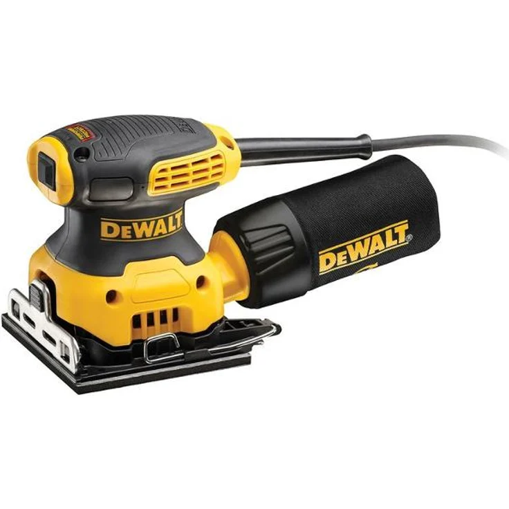 DeWalt Vibratiosnschleifer- Schwingschleifer (230 Watt, Schwingkreis-ø 1.6 mm, Schleifplatte 108 x 115 mm, Klettfix, AirLock kompatibel, inkl. Staubfangsack und Absaugadapter) DWE6411 – Bild 1