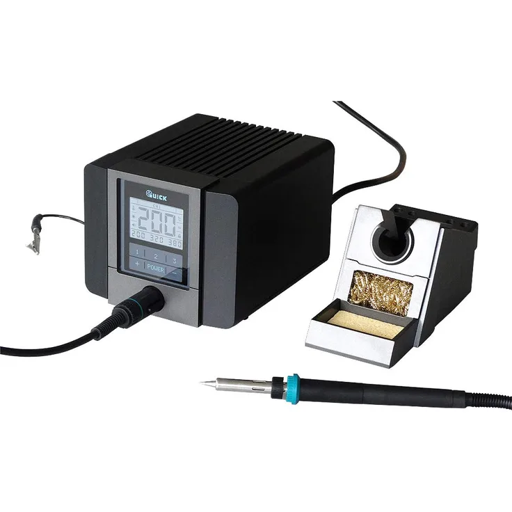 Quick TS2200 digital regelbare ESD 90 Watt inkl. Lötkolben mit hochleistungs Heizelement und Zubehör SMD Lötstation für Industrie, Labor, Schule und Hobby