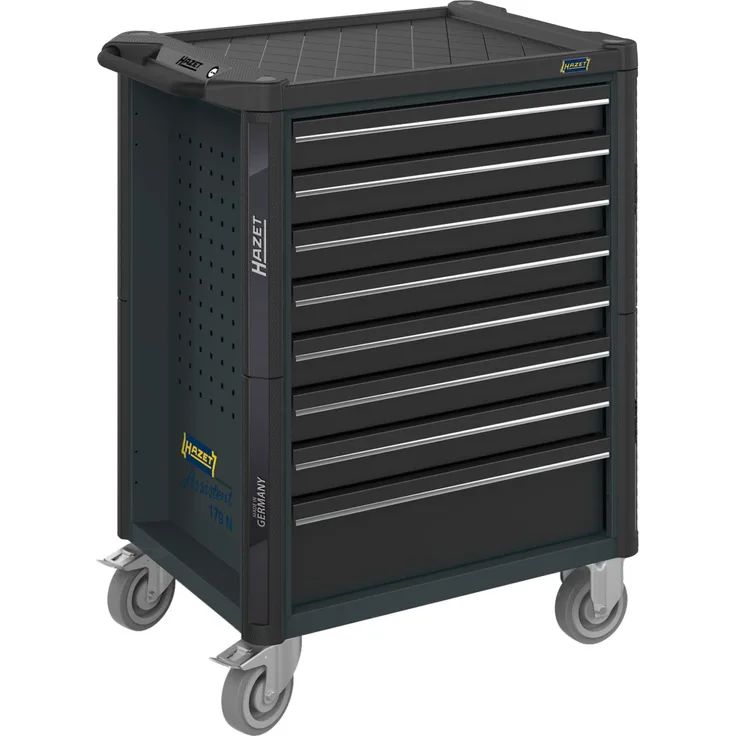 Hazet Werkstattwagen Assistent Schubladen flach: 7 x 77 x 522 x 398 mm Schubladen hoch: 1 x 162 x 522 x 398 mm (179NT-8-RAL7016)