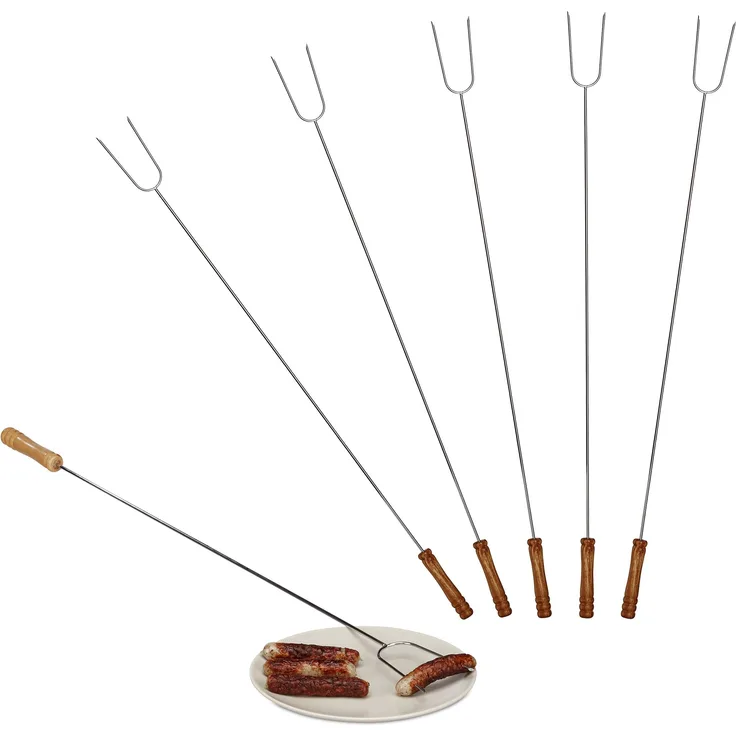 Relaxdays Grillspieße, Edelstahl, 6 Stück, silber, 80 cm