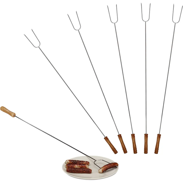 Relaxdays Grillspieße, Edelstahl, 6 Stück, silber, 80 cm – Bild 1
