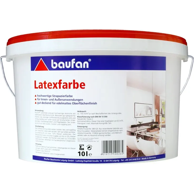 10 Liter BAUFAN Latexfarbe weiß