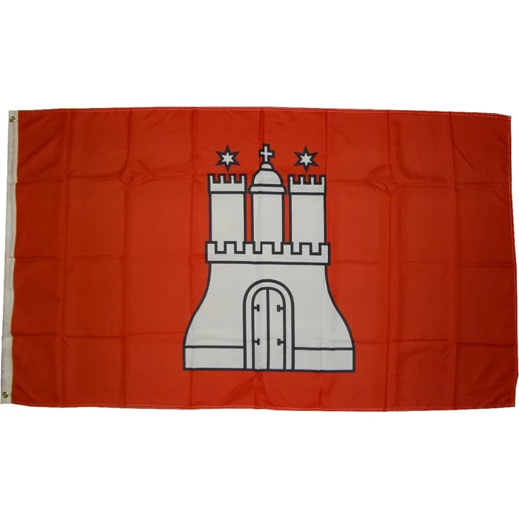 Flagge Hamburg 250 x 150 cm Fahne mit 3 Ösen 100g/m² Stoffgewicht Hissflagge Hissen