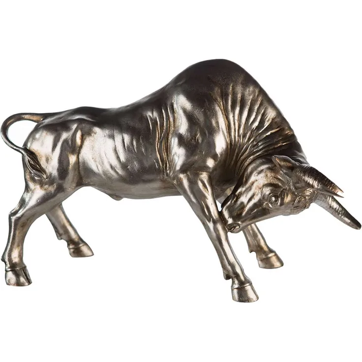 Casablanca Skulptur Stier Poly champagnerfarben Antikfinish 45 cm