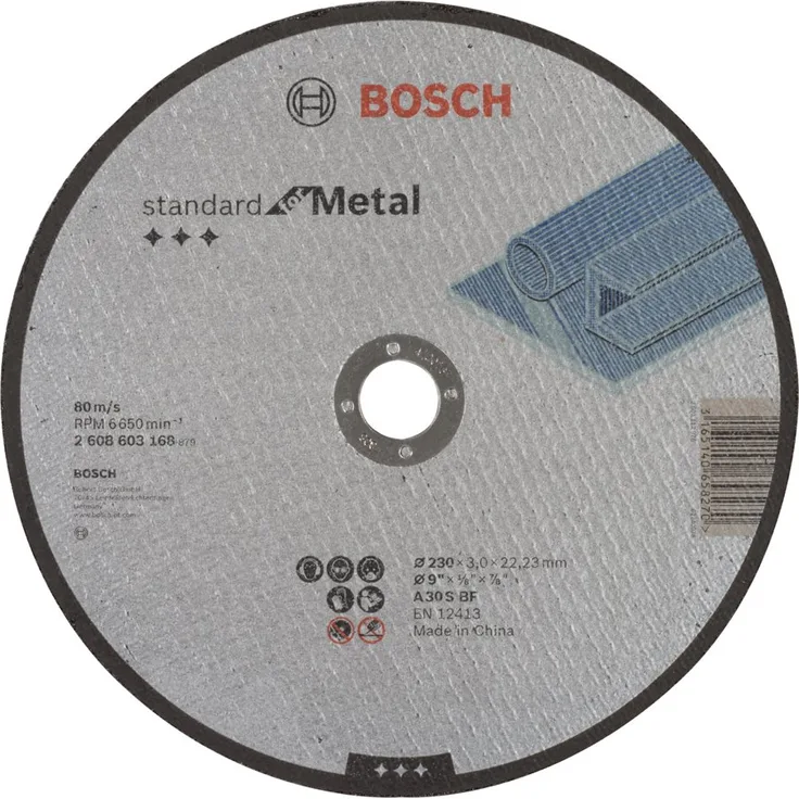 Bosch Trennscheibe, flach, Standard, für Metall A 30 S BF, 22,23 mm, 3,0 mm, grau, 2608603168
