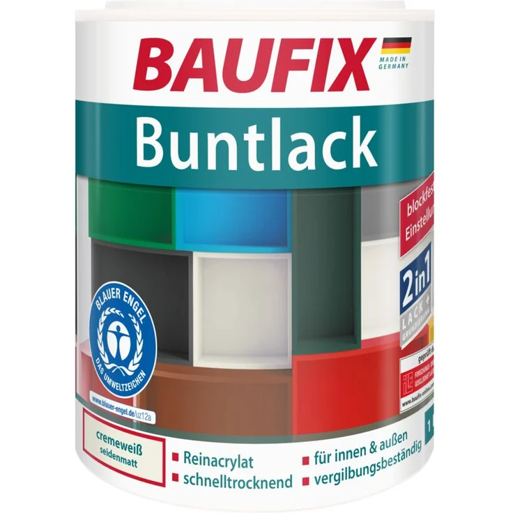 Buntlack seidenmatt cremeweiß - Baufix – Bild 1