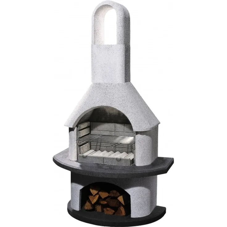 Buschbeck 90075.000 Holzkohlegrillkamin Valenzia, weiß-anthrazit, 206 x 110 x 65 cm, Grillfläche 53 x 34 cm