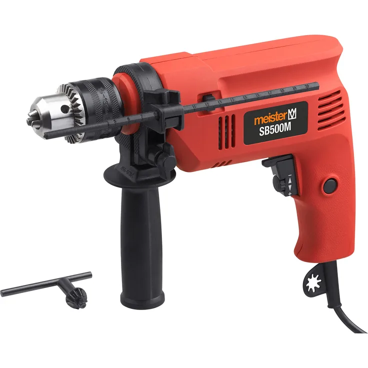 Meister Schlagbohrmaschine 500 W, SB500M - Zusatzhandgriff - Tiefenanschlag - Schnellspannbohrfutter-Bohrmaschine mit Drehzahlregelung-Schlagbohrer für Beton & Metall-5402020