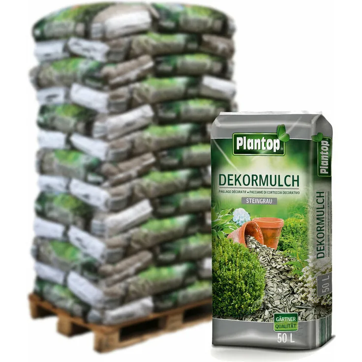 Pflanzen Kölle - Plantop Dekormulch steingrau, 1950 l gesamt, 39 Sack á 50 l, Palettenware ohne zusätzliche ko
