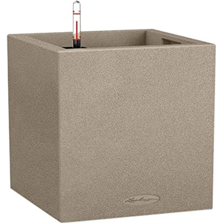 Lechuza CANTO Stone low 30, sandbeige, Hochwertiger Kunststoff, Inkl. Bewässerungssystem, Herausnehmbarer Pflanzeinsatz, für Innen- und Außenbereich, 13701 – Bild 1