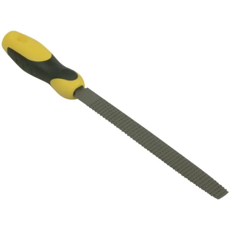 Stanley Holzraspel halbrund, Hieb 1 (200 mm Länge, Karbon-Stahl, ergonomischer Bi-Material Handgriff) 0-22-469