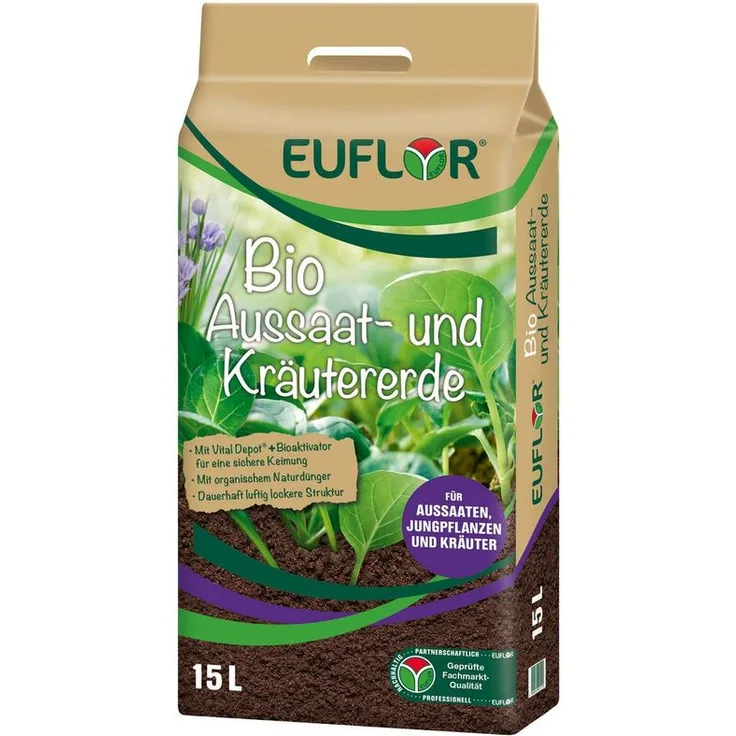 EUFLOR BIO Aussaat- und Kräutererde mit organischem Dünger, 15 Liter