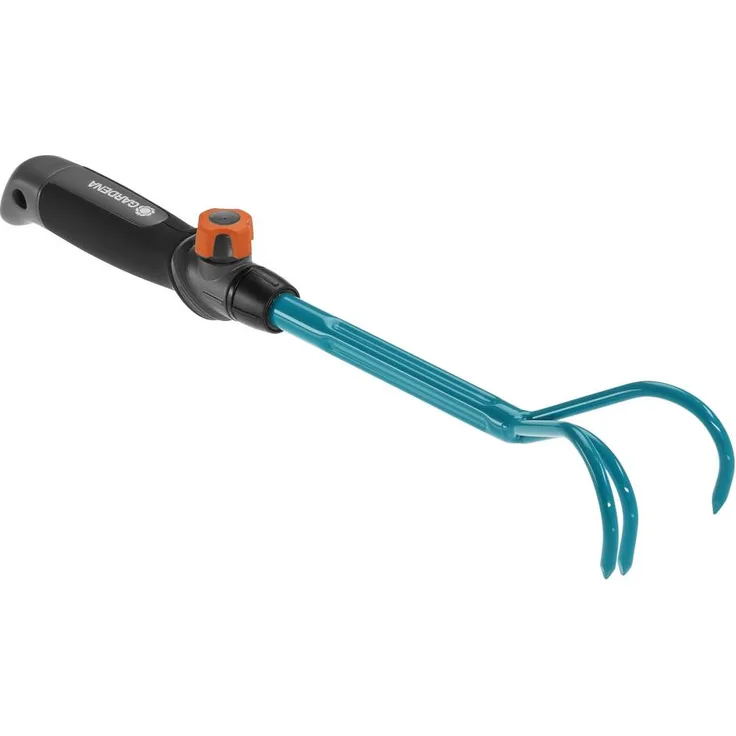 GARDENA combisystem-Kleingrubber: 3-Zinken-Gartenkralle zum Lockern und Lüften des Bodens, Arbeitsbreite 7 cm, ergonomischer Griff, Korrosionsschutz (8921-20)
