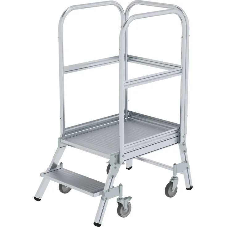 Günzburger Podestleiter fahrbar Aluminium geriffelt 2 Stufen