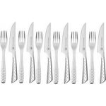 Weber 17845 Deluxe Steakbesteck Grillbesteckset Grillwerkzeug, Edelstahl, 12 Stck, Ergonomische Form