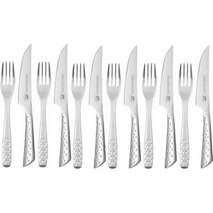 Weber 17845 Deluxe Steakbesteck Grillbesteckset Grillwerkzeug, Edelstahl, 12 Stck, Ergonomische Form