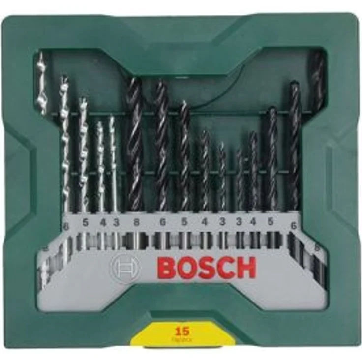 Bosch 15tlg. Mini-X-Line Spiralbohrer Mixed-Set (Holz, Stein und Metall, Zubehör Bohrmaschine) – Bild 2